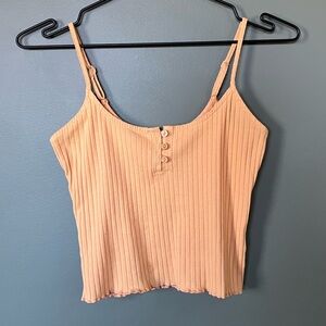 Gold Ribbed Button-Up Cami